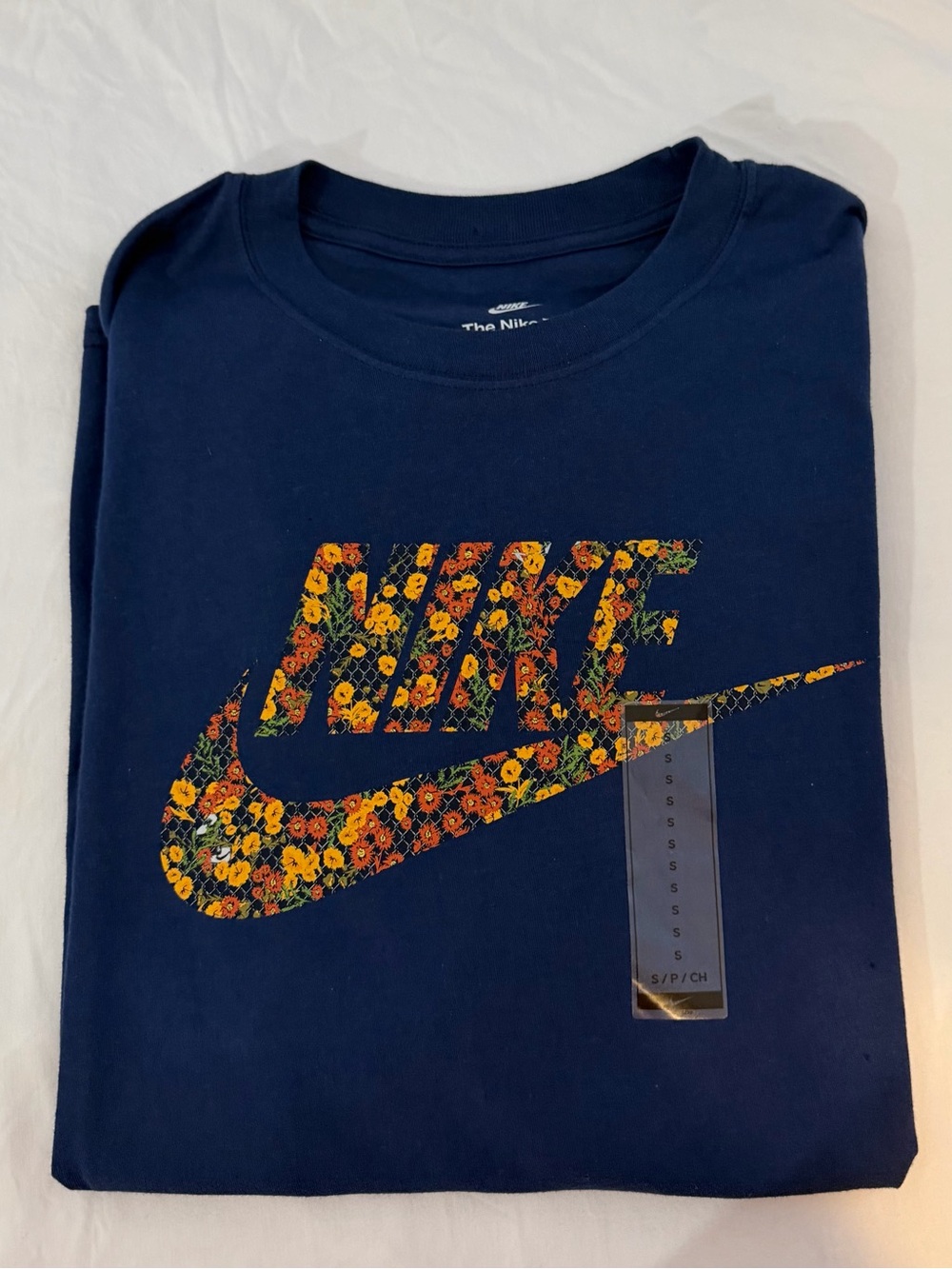 Nike Navy Short-Sleeve Tee with Floral Logo